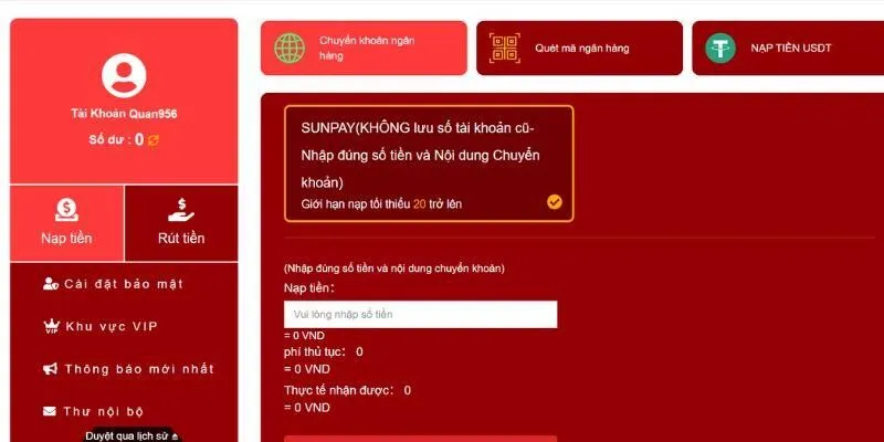 Hướng dẫn nạp tiền vào tài khoản DP568